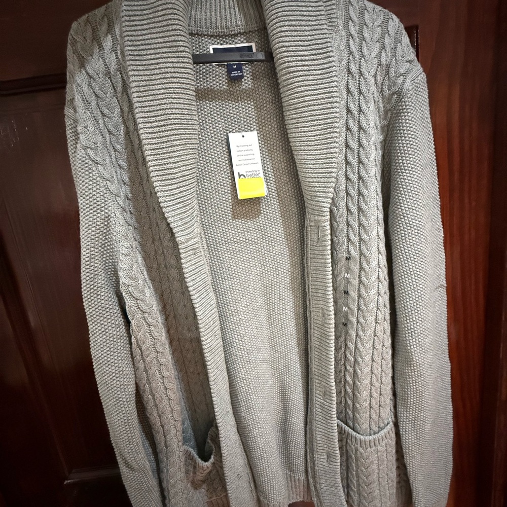 Men's Gray Cable Knit Sweater